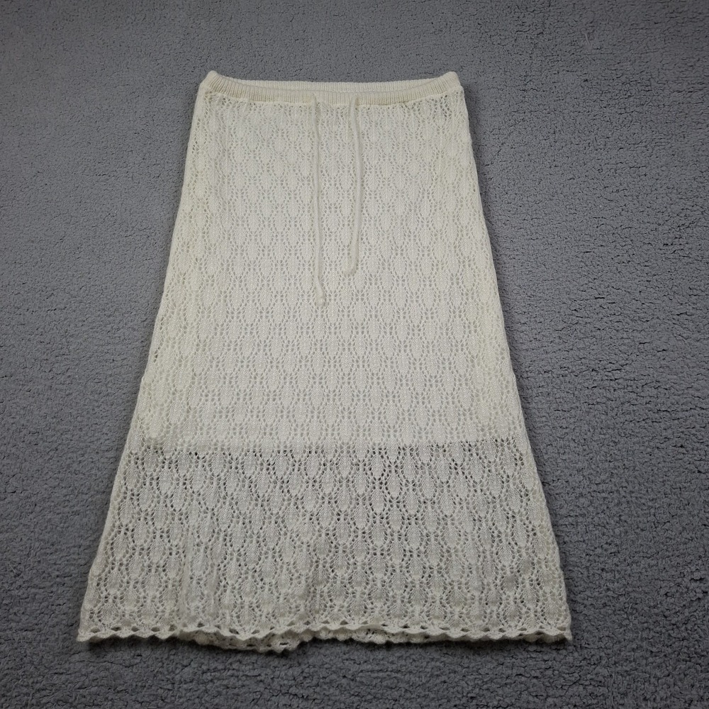 Cream Knit Maxi Skirt S Fuzzy Sweater Knit Boho Cottagecore Stretch Feminine
